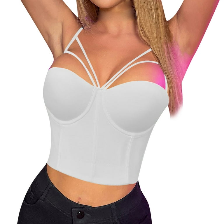 B91xZ Shirts For Women Womens Corset Top Bustier Corset Top Tight Fitting  Corset Tank Top Suspender Top Solid Short Pink, L 