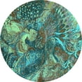 thumbnail image 1 of Ahgly Company Indoor Round Oriental Turquoise Blue Industrial Area Rugs, 4' Round, 1 of 4