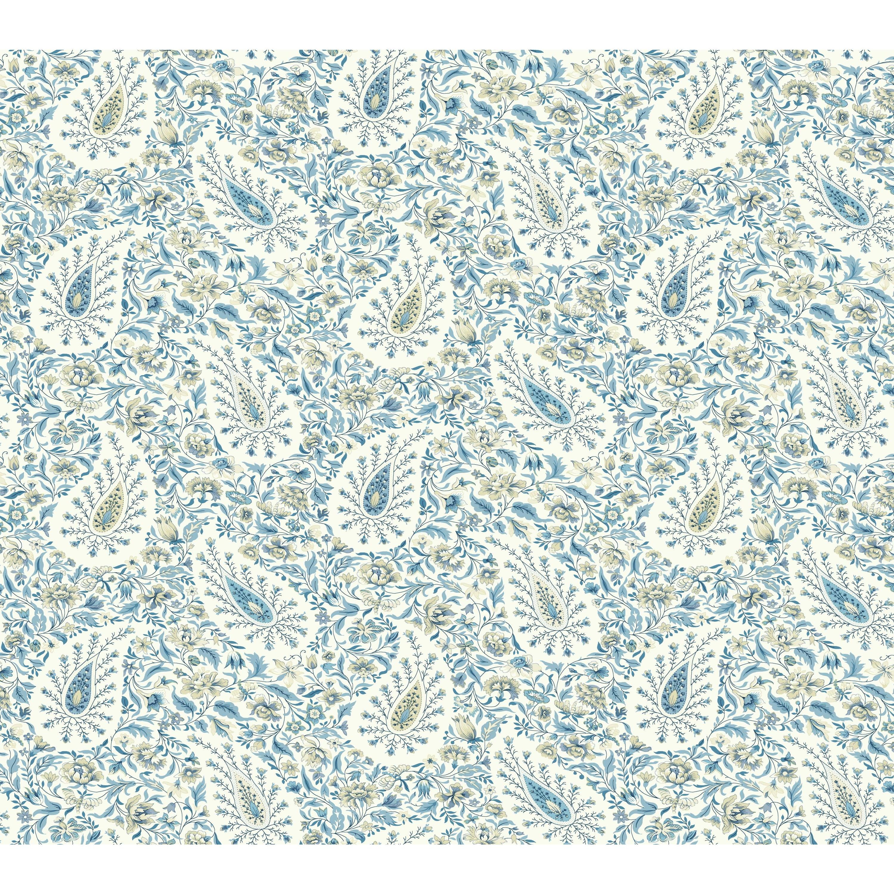 Waverly Paisley Verveine Removable Wallpaper Cobalt