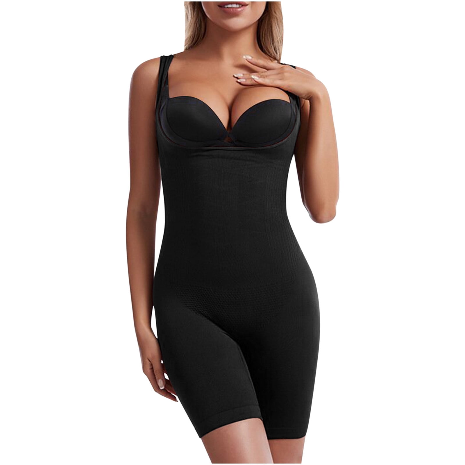 MD Women Seamless Open Bust Mid-Thigh Shapewear Bodysuit for Firm Tummy  Control