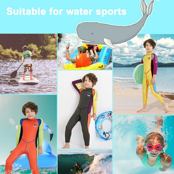 Kids Wetsuit Thermal Swimsuit Youth Boy s and Girl s One Piece Wet Suits Warmth Long Sleeve Swimsuit for Diving Swimming Surfing