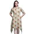 thumbnail image 1 of Bimba Pink Leaves & Floral Asymmetric Kurta Indian Tunic Tops For Women Printed Indian Clothing X-Large, 1 of 6