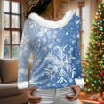 thumbnail image 6 of asdoklhq Womens Sweatshirt Women's Winter Christmas Printed Fashionable Casual Long Sleeved Round Neck Pullover Top Light Blue L, 6 of 7