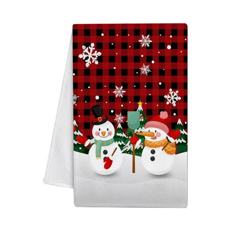 

LIHUA Kitchen Towel Strong Water Absorption Do The Dishes Decorative Merry Christmas Cute Snowman Truck Dishcloth for Home