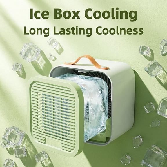 Upgraded Ice Crystal Cooling Fan, Compact Desktop Evaporative Air Cooler with Ultra-Quiet Operation & Portable Handle for Bedroom Camping