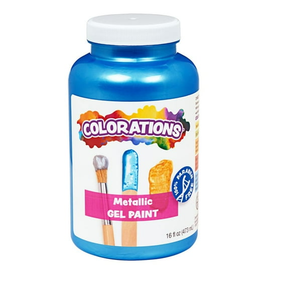Colorations Paraben-Free Metallic Gel Paint, Blue - 16 oz.