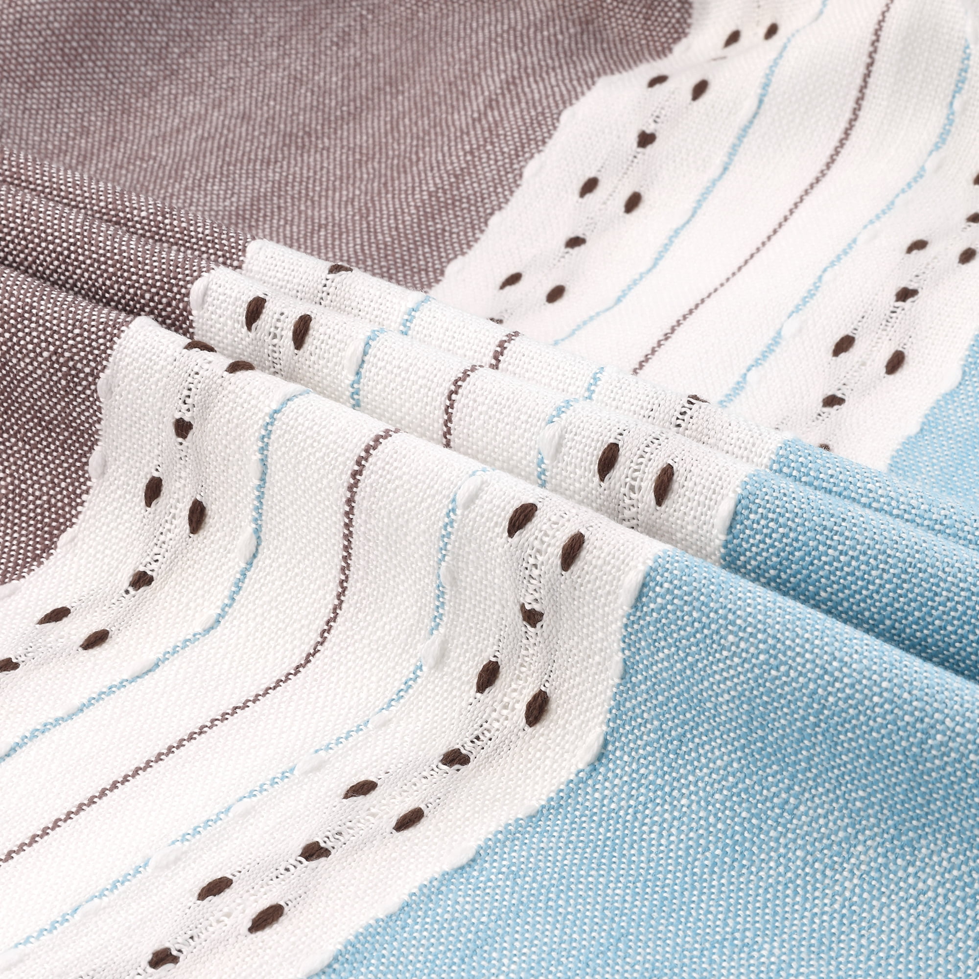 Unique Bargains Rustic Tablecloth Cotton Linen Waterproof Table Cover with Tassels, Blue Coffee 39"x63"
