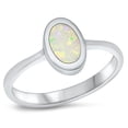 thumbnail image 1 of CHOOSE YOUR COLOR Minimalist White Simulated Opal Ring .925 Sterling Silver Band CZ Female Size 9, 1 of 4