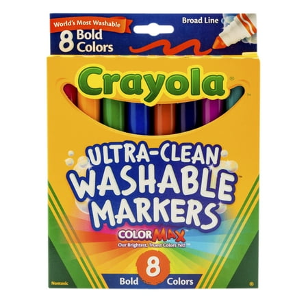 Crayola Washable Marker Set, 8-Colors, Broad, Bold