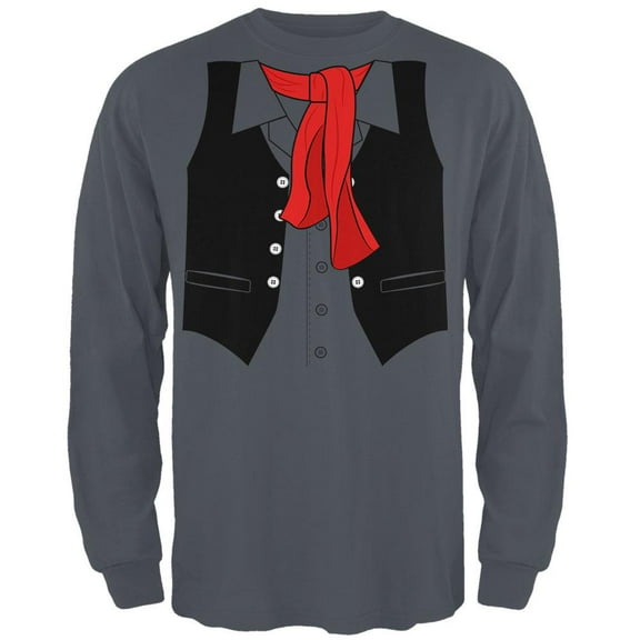 Halloween English Chimney Sweep Costume Mens Long Sleeve T Shirt Charcoal X-LG