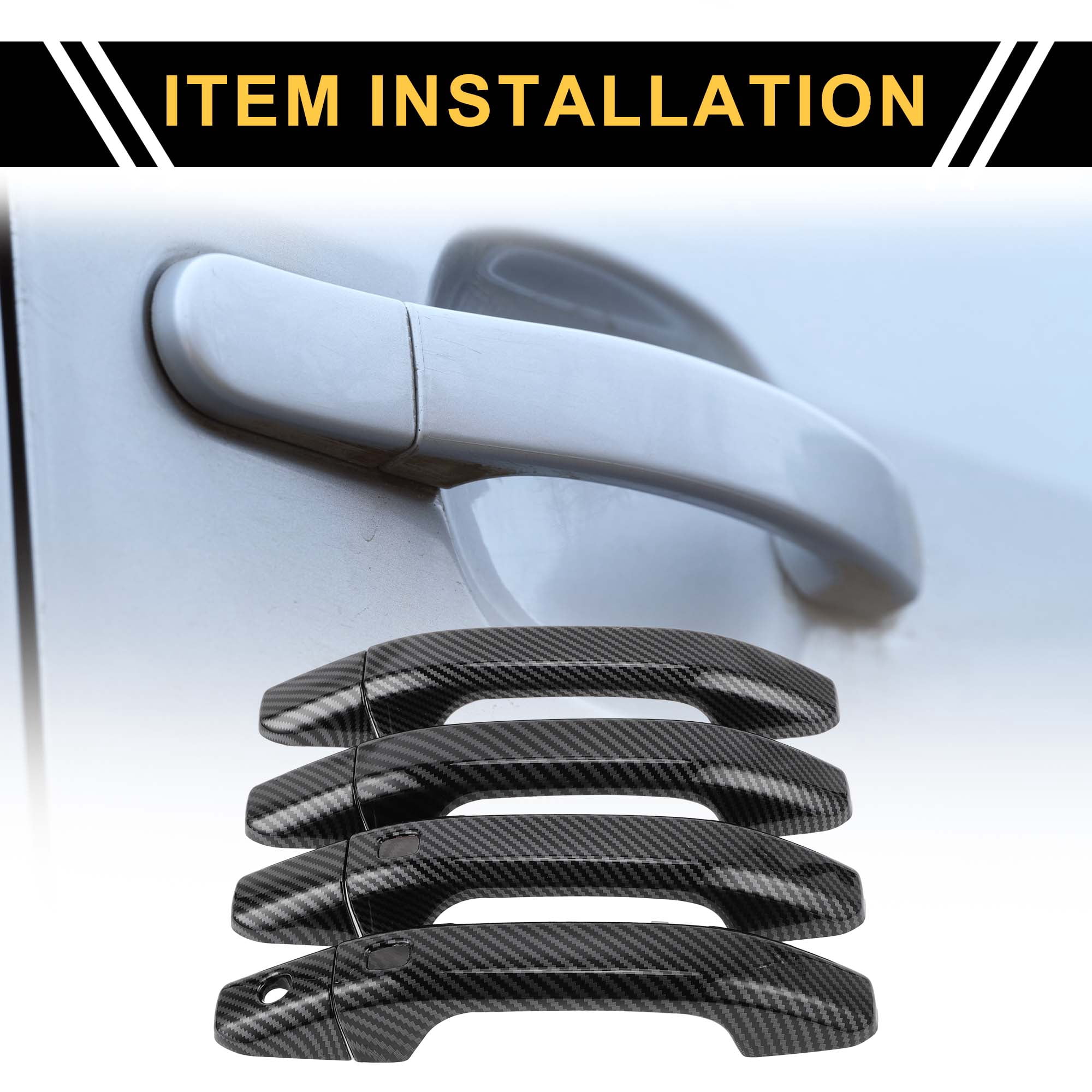 4 Coperture Maniglia Esterna Auto In Fibra Di Carbonio – Per GMC Yukon 2015-2023, ABS Nero - copertina