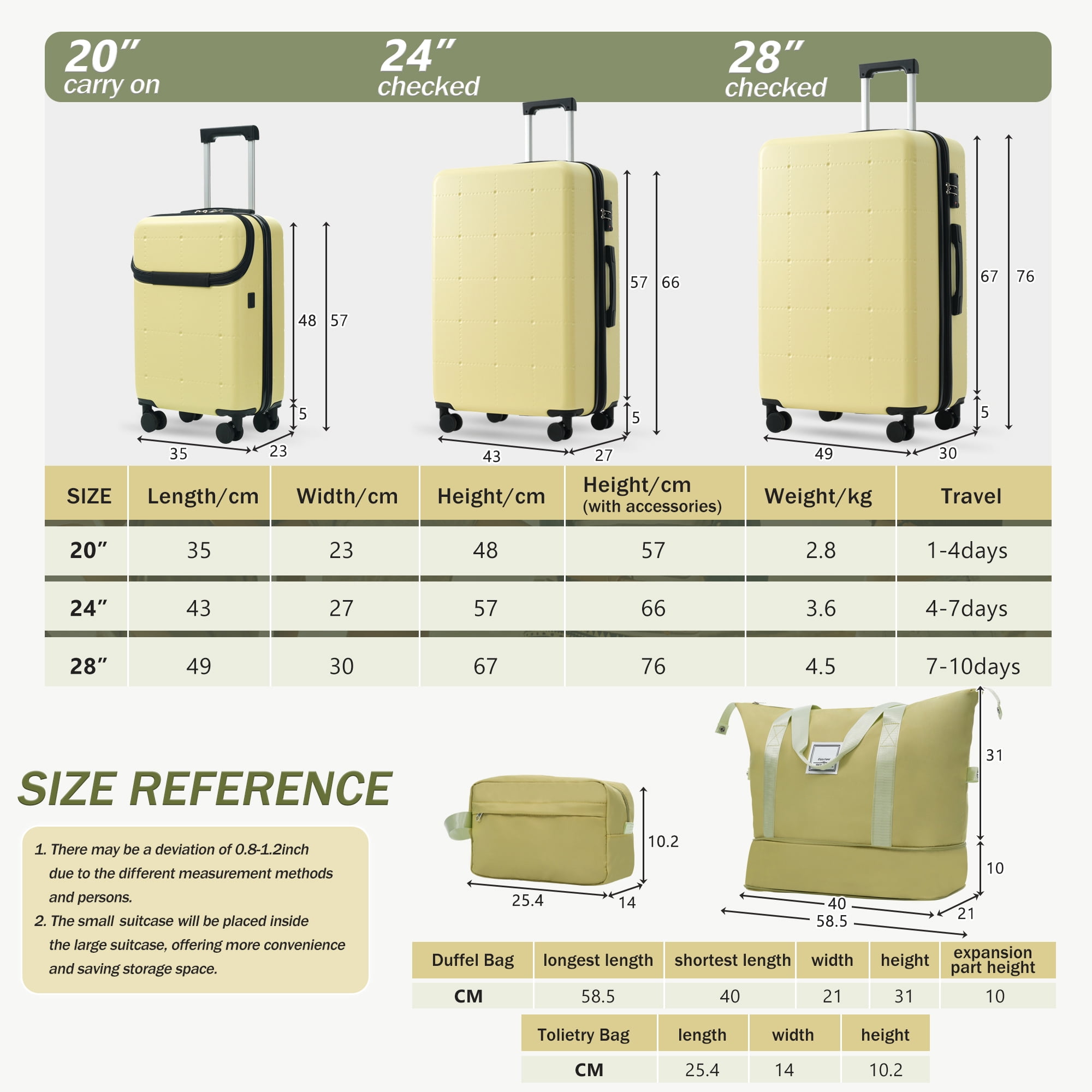 Hardside Luggage Set 5 Piece with Bags,20IN Half-opening Carry on Luggage with USB Port, Expandable 24IN 28IN Luggage with Double Spinner Wheels TSA Lock
