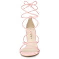 thumbnail image 3 of Sandalias de Tacón de Aguja Allegra K con Cordones Rosa EE. UU. 9, 3 of 7