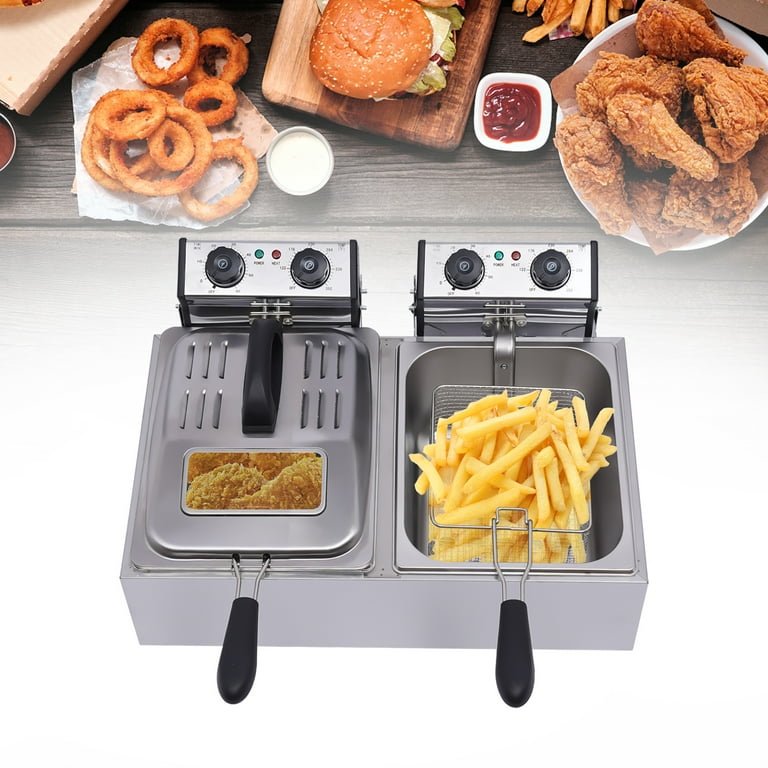 Zimtown Commercial 12L 5000W Professional Electric Countertop Deep Fryer  Dual Tank Stainless Steel for Restaurant 