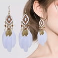 thumbnail image 3 of HOOUN Fashion Women Bohemian Earrings Oval Glazed Flowers Feather Beads Tassel 1493-Red, 3 of 6
