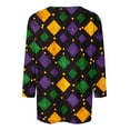 thumbnail image 4 of Pxxlle Mardi Gras Shirts for Women Plus Size 3/4 Sleeve Shirt Funny Mask Graphic Fat Tuesday Outfits New Orleans Carnival Party Tunic Tops Size M, 4 of 5