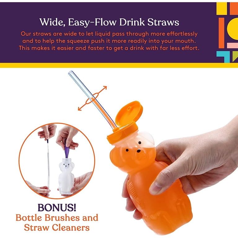 Help teach straw drinking: the honey bear bottle can be a great