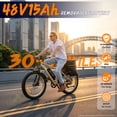 thumbnail image 4 of Helokeep 26P Electric Bike for Adults - 26" Ebike, 48V 15AH UL 2849 Battery, 20MPH, Front Suspension, Adjustable Seat, 330lbs Capacity, Desert Sand, 4 of 10