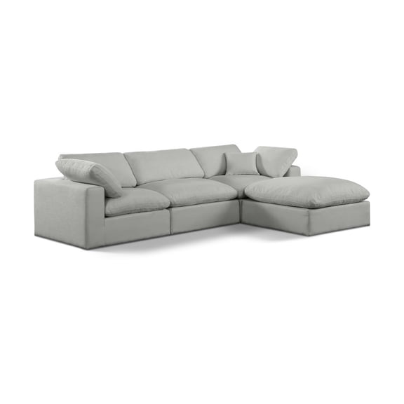 Meridian Furniture Comfy Grey Linen Textured Fabric Modular Sectional