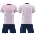 thumbnail image 2 of Youth Soccer Clothes Ndbuld Children's Short Sleeve Top With Elastic Waist Shorts Sportswear And Soccer Set For Middle And Big Kids Pink L, 2 of 5