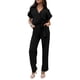 thumbnail image 4 of ICHUANYI Clearance Fashion Women Summer Jumpsuit Casual Short Sleeve Pockets Wrap V-Neck Belted Wide Leg Pants Rompers(Black, S) ICHUANYI WER2023081114108, 4 of 9