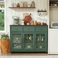 thumbnail image 5 of Joaxswe 48''Wide Buffet Credenzas, Large Dining Sideboard with 3 Drawers & Glass Doors, Wood Coffee Bar Cabinet, Green, 5 of 9