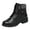 Black, variant on HEWUQI Women's Combat Boots Lace up Platform Side Zipper Lug Sole Ankle Boots Knitted Leather Splicing Low Heeled Platform Fashion Walking Shoes Brown Size 6