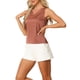 thumbnail image 4 of Camisas de satén INSPIRE CHIC para mujeres, sin mangas, con escote en V, pijamas casuales de seda, top de tanque XL color rojo ladrillo, 4 of 6