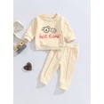 thumbnail image 2 of Bagilaanoe 2Pcs Newborn Baby Girl Boy Casual Sweatsuit Letter Print Long Sleeve Sweatshirt Pullover Tops+ Trousers 6M 12M 18M 24M Long Pants Set, 2 of 8