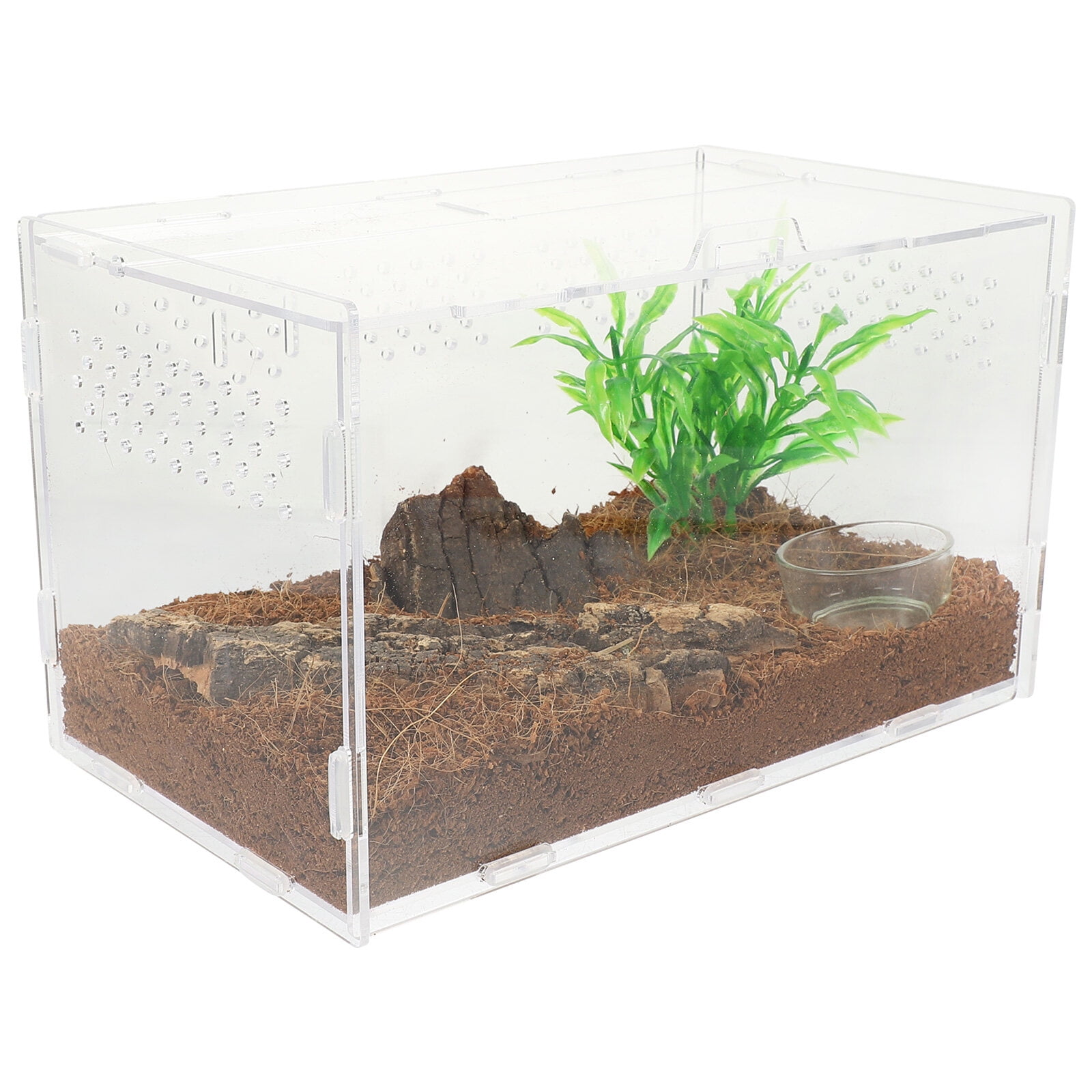 Monyance leopard gecko tank Acrylic Reptile Terrarium Hermit Crab Spider Habitat Cage 25x15cm(9.84X5.91X5.91Inches)