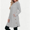 thumbnail image 3 of Byworldtasic Women's Knit Dress Long Sleeve Casual Crew Neck Tunic Dresses with Pockets Button Side Fall Winter Trendy Dress, 3 of 9