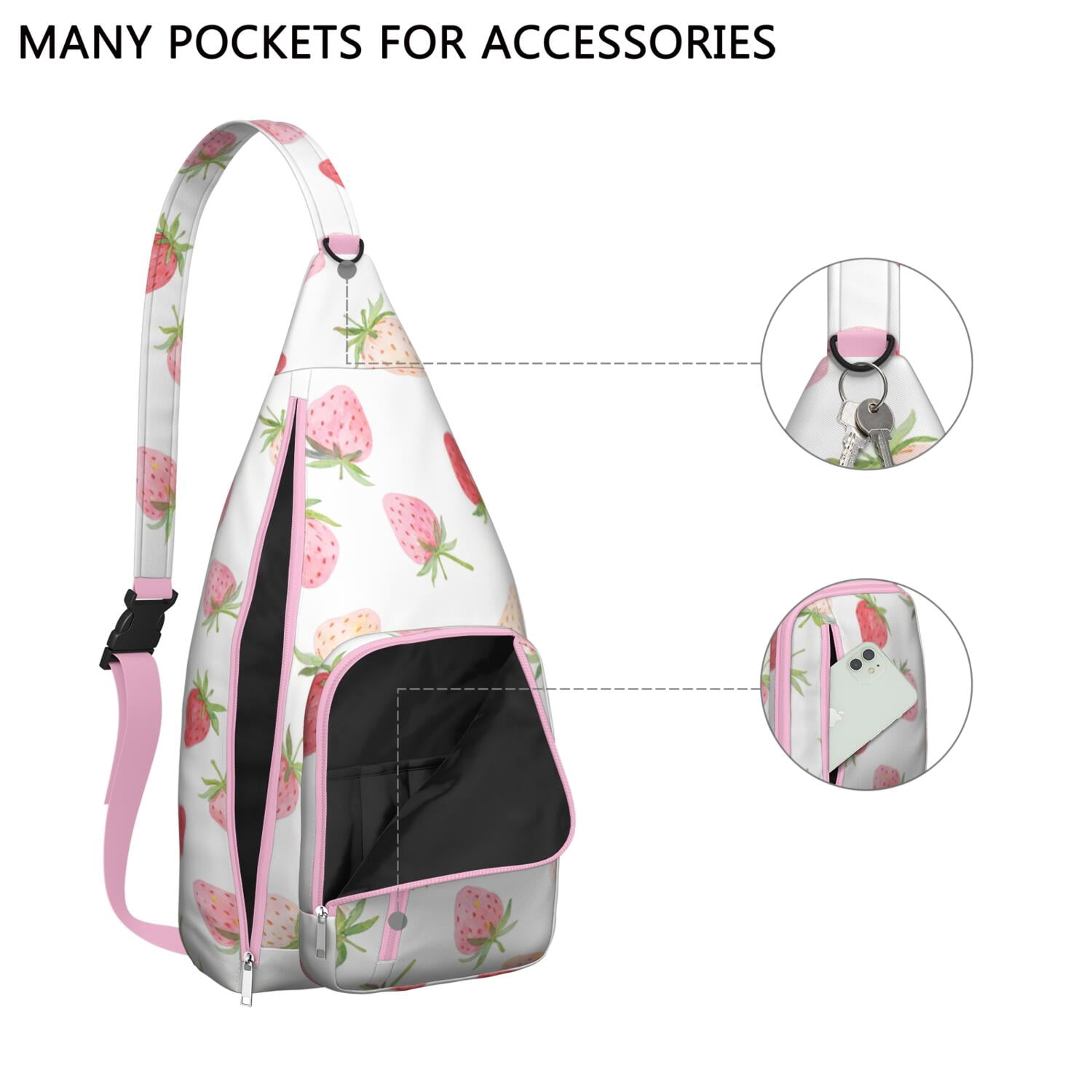 Strawberry Fruit Sling Bag Crossbody Backpack,Travel Sling Bag Trendy Sling Backpack for Women/Men for Cycling Mountain Climbing
