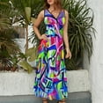 thumbnail image 5 of Maxi Dress Shiny Graffiti Dress Colorful Print Sexy Casual Bohemia Long Dresses High Waist Graphic Oversize Vestidos, 5 of 7