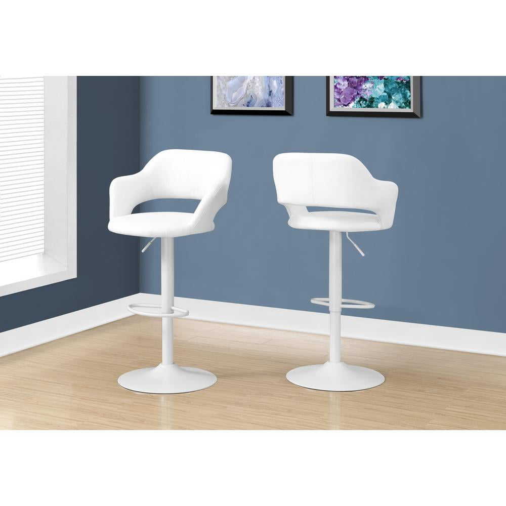 Monarch Bar Stool with Adjustable Height & 360-Degree Swivel, White