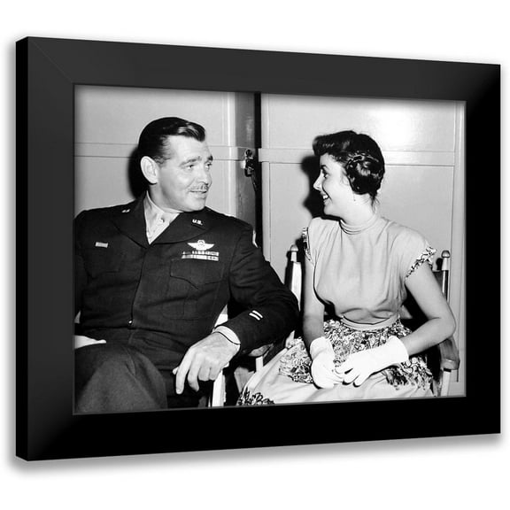 Hollywood Photo Archive 14x12 Black Modern Framed Museum Art Print Titled - Elizabeth Taylor and Clark Gable