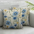thumbnail image 3 of Nawypu  Watercolor Flowers Throw Pillow Cover Blue Cornflower White Daisy Vintage Spring Blossom Cozy Square Cushion Case for Men Women Boys Girls Room Home Decor, 3 of 5
