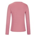 thumbnail image 5 of Idoravan Womens T Shirts Long Sleeve Crew Neck Basic Tee Women's Fall Fashion Long Sleeve Stretch Slim Fitted Ribbed T-Shirt Blouse Solid Basic Tops Pink XL, 5 of 5