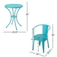 thumbnail image 7 of 3 Piece Kd Metal Bistro , Teal, Water-, 30" H Table, 20" W Chairs, Powder Coated Iron Teal Coated, Long-lasting, 18" Seat Chairs, 7 of 7