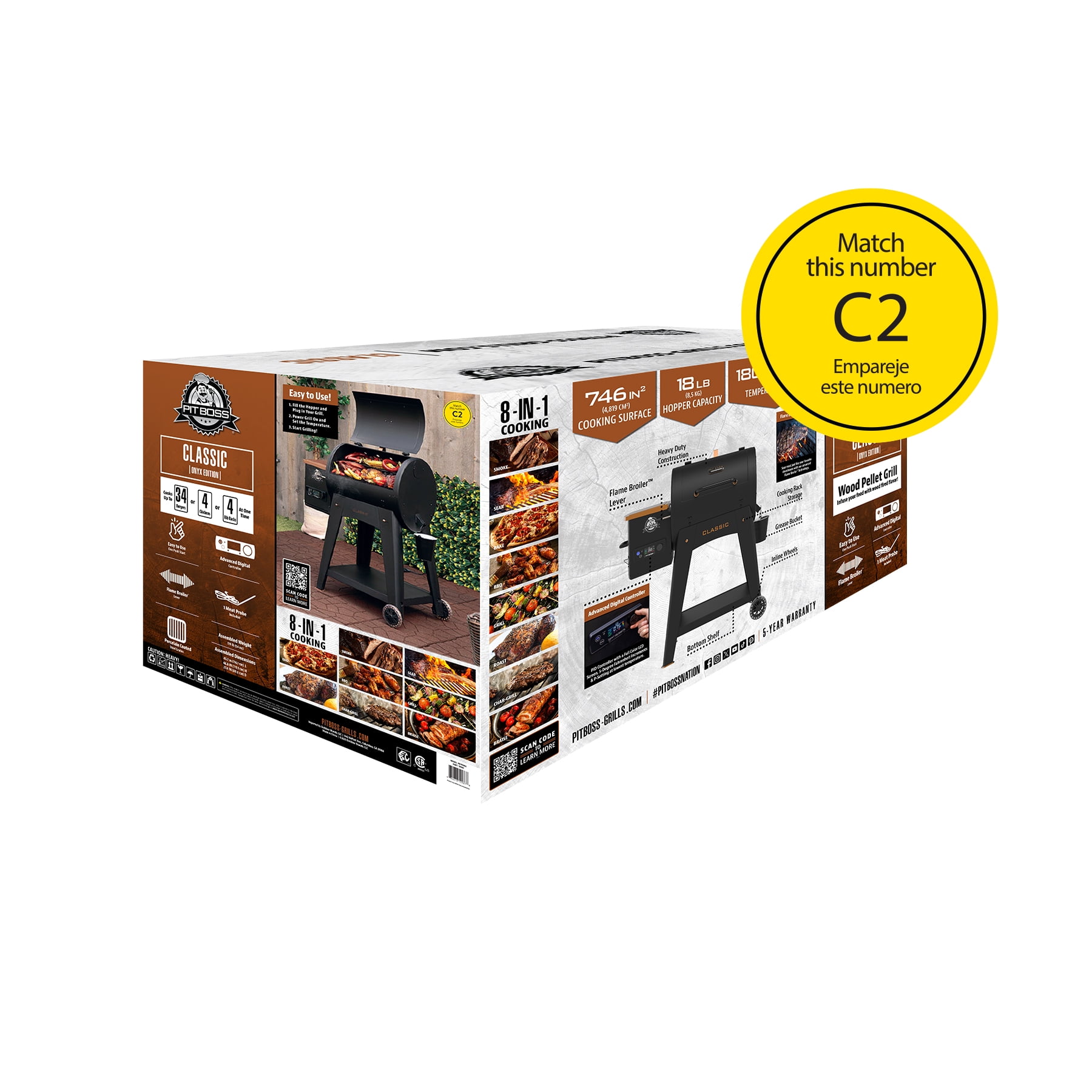 Pit Boss Pellet Smoker, Classic 700 Square Inch Wood Fired Pellet Grill, Onyx Series