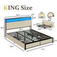 thumbnail image 7 of Lifezone King Size Bed Frame with 2-Tier Bookcase Headboard Platform Bed with Charging Station & LED, 4 Storage Drawers, Metal Support, No Box Spring Needed, Noise Free, Beige, 7 of 7