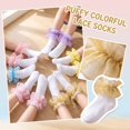 thumbnail image 4 of Dwellite Socks for Girl Fold Cuff Big Lace Frilly Dress Socks Fluffy Ruffles Stretch Socks Gold M, 4 of 6