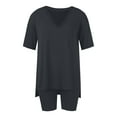 thumbnail image 5 of GreatBaby Ladies' Spring And Summer Solid Color Five Quarter V Neck Spring And Summer Breathable Sleeved Shorts Casual Home Lounge Wear, 5 of 5