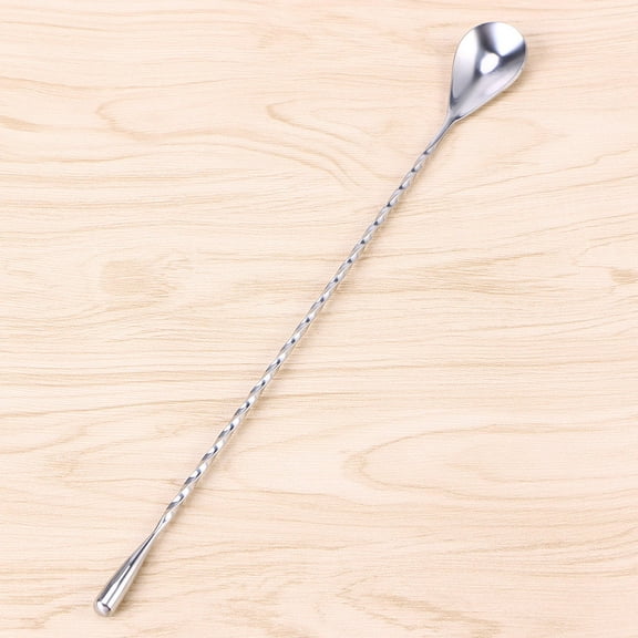 Masteelf 1 Pc Spiral Pattern Stainless Steel Cocktail Mixing Spoon with Long Handle