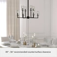 thumbnail image 5 of Hunter - Kerrison 8-light Natural Black Iron, Large Chandelier, Dimmable, Candle Shaped, for Bedrooms, Kitchens, Dining, Living Rooms - 19532, 5 of 7