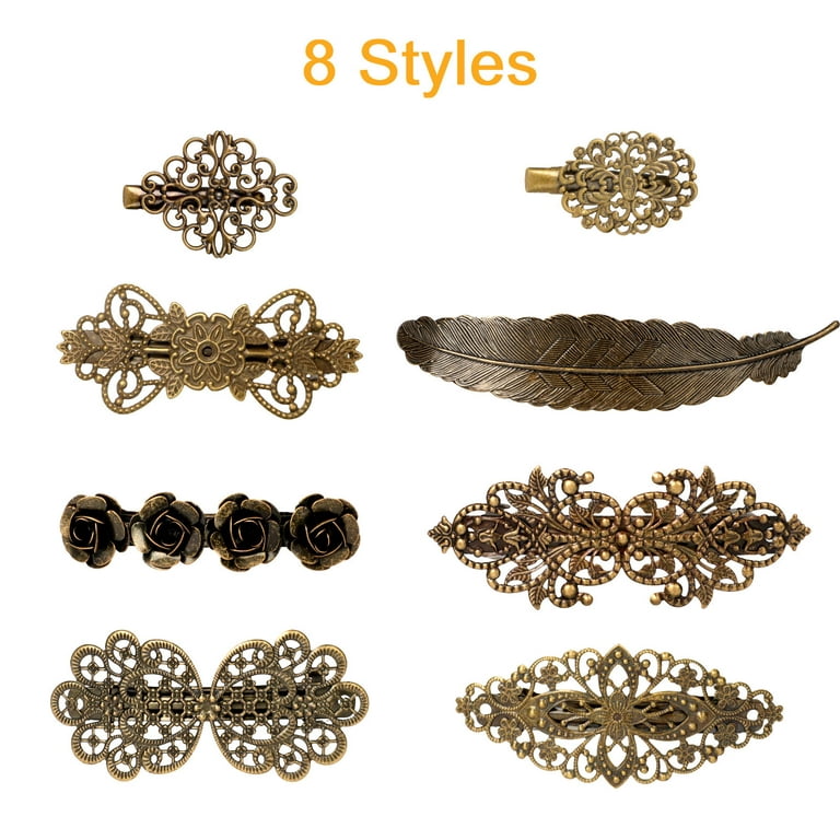 8pcs Vintage Metal Hair Clips, TSV Bronze Retro French Barrettes, Geometric  Hollow Hair Pins for Women Girls, Hair Styling Accessories