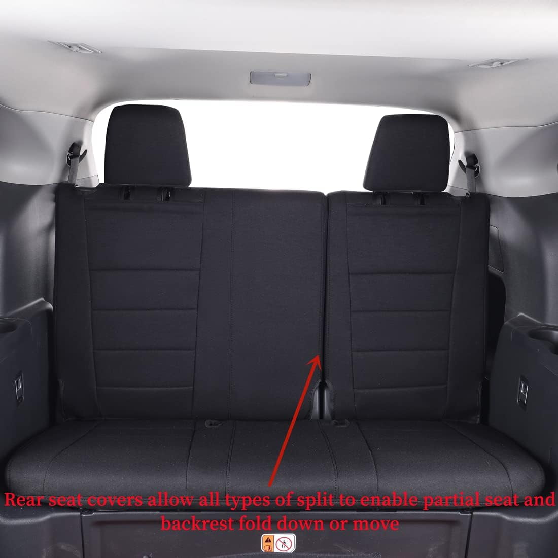Coverdream Custom Fit Toyota Highlander 2014-2019 Three Row,Second Row Captain Chair Seat Covers &Hybrid - Polyester Full Set Black