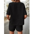 thumbnail image 4 of Pajamas Set for Women Waffle Knit Lounge Set 2 Piece Outfits Loungewear Sweatsuit with Pockets, 4 of 9