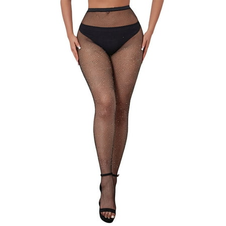 Midwennn Women s Rhinestone Fishnets Sexy Sparkly Glitter Party Concert Outfit Fishnet Stockings Sexy Corset Lingerie for Women