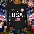 thumbnail image 2 of MEICHEN Graphic Tees for Women Lady 250th Special Pattern Round Neck Casual Comfortable Daily Long Sleeved T Shirt, 2 of 5