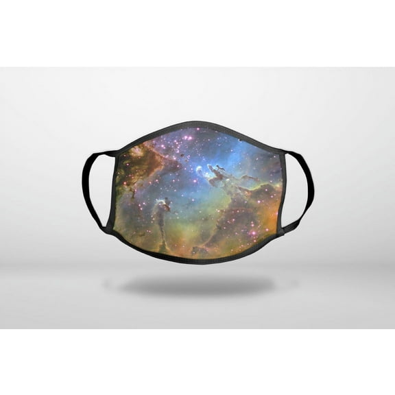Eagle Nebula Orange Blue - 3-Ply Reusable Soft Cloth Face Covering, Unisex, Cotton Inner Layer